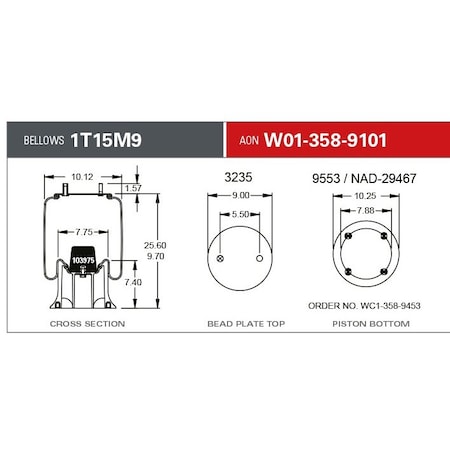 Firestone Air Spring, Suspension, 1T-Reversible Sleeve W013589101